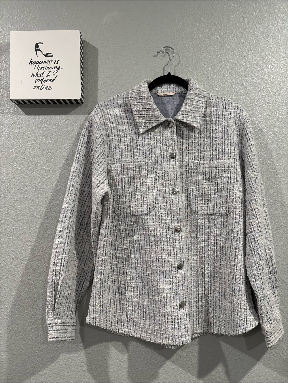 miami Gray Tweed Button-Up Blazer Jacket